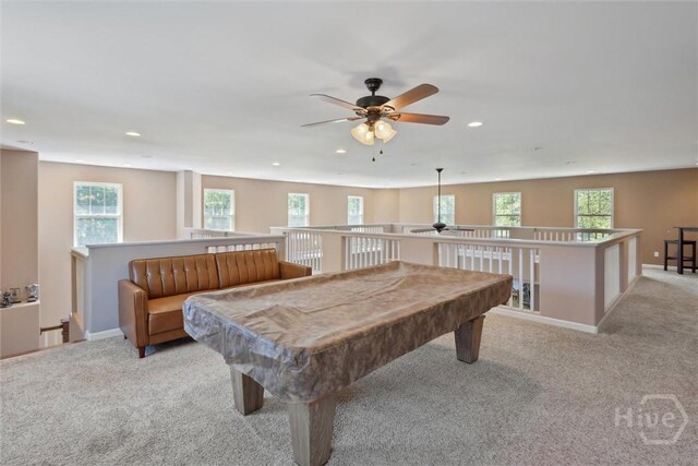 525 Elkins Cemetery Rd, Guyton, GA 31312 - playroom with a ceiling fan, healthy amount of natural light, recessed lighting, light colored carpet, and baseboards