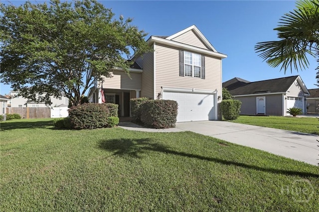 traditional-style home with an attached garage and driveway