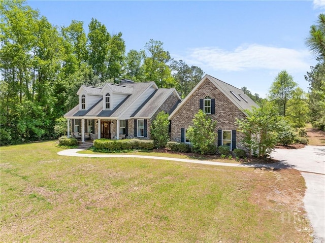 784 Ebenezer Rd, Rincon, GA 31326 - view of front of property featuring a porch, brick siding, and a front lawn
