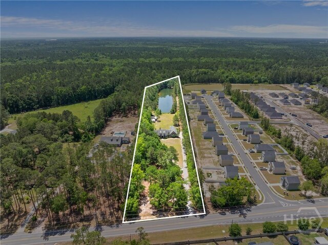 784 Ebenezer Rd, Rincon, GA 31326 - aerial view of property's location featuring a heavily wooded area and property boundaries highlighted