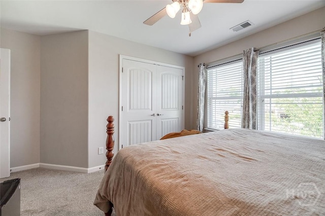 417 Keiffer Dr, Rincon, GA 31326 - bedroom with baseboards, a closet, carpet flooring, and ceiling fan