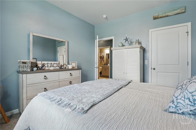 203 Merganser Dr, Pooler, GA 31322 - bedroom featuring carpet flooring, a closet, baseboards, and ensuite bath
