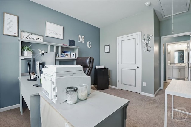 203 Merganser Dr, Pooler, GA 31322 - home office with attic access, carpet flooring, and baseboards