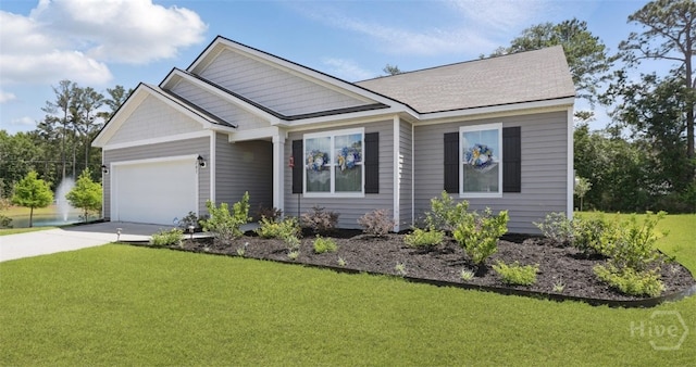203 Merganser Dr, Pooler, GA 31322 - view of front of house with a garage, concrete driveway, and a front lawn