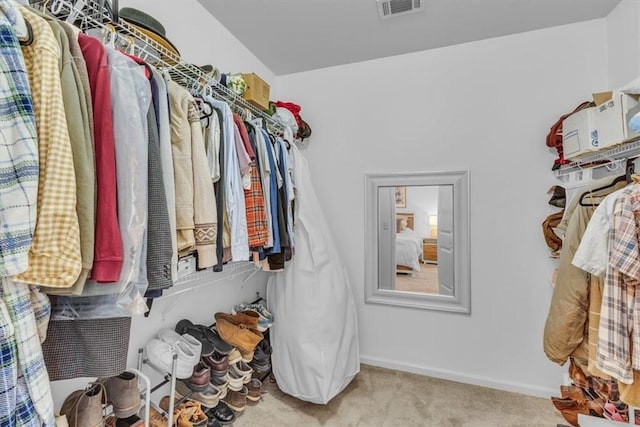 spacious closet with carpet flooring