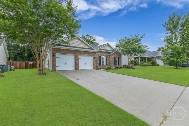 view of front facade with an attached garage, driveway, and brick siding