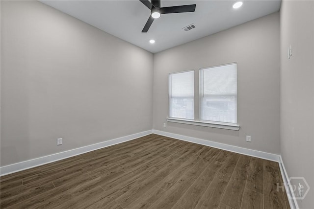 17 Nelson St, Savannah, GA 31415 - unfurnished room with dark wood-type flooring, ceiling fan, baseboards, and recessed lighting