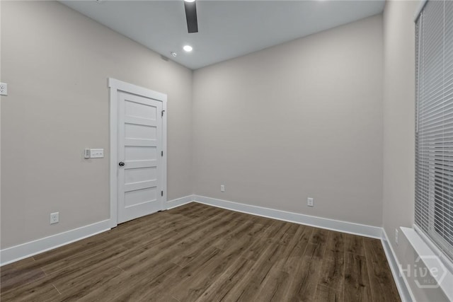 17 Nelson St, Savannah, GA 31415 - spare room featuring dark wood finished floors, baseboards, ceiling fan, and recessed lighting