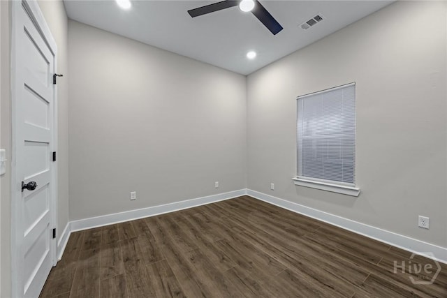 17 Nelson St, Savannah, GA 31415 - empty room with a ceiling fan, dark wood-style flooring, baseboards, and recessed lighting