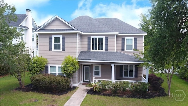 225 James Dunham Pkwy, Richmond Hill, GA 31324 - view of front facade featuring a porch, a front yard, and roof with shingles
