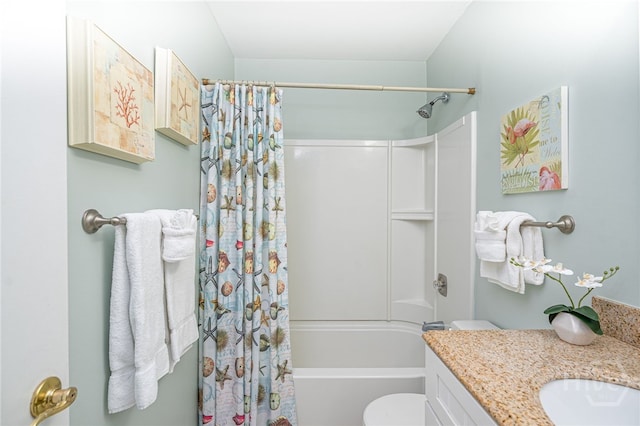 85 Van Horne Ave Unit 25C, Tybee Island, GA 31328 - full bathroom with shower / bath combination with curtain, vanity, and toilet