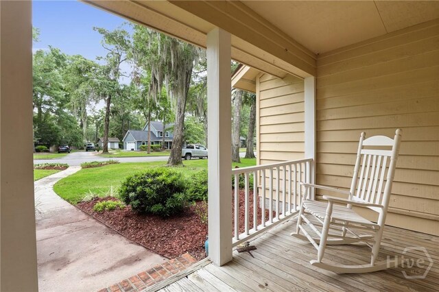 6 Ramsgate Rd, Savannah, GA 31419 - deck featuring covered porch and a yard