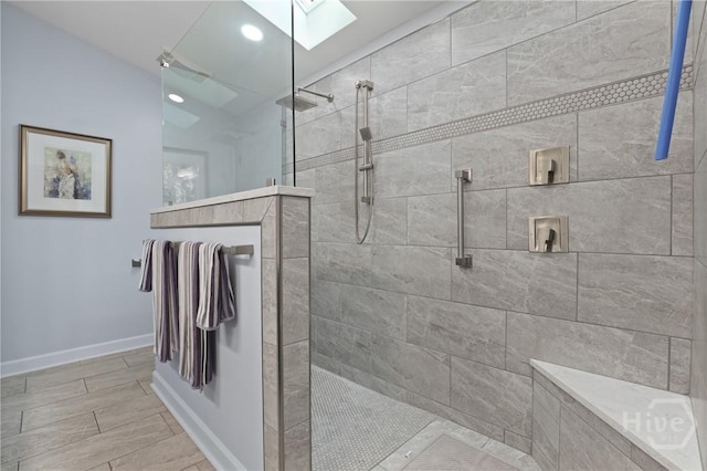 6 Ramsgate Rd, Savannah, GA 31419 - full bath featuring a skylight, baseboards, a walk in shower, and recessed lighting