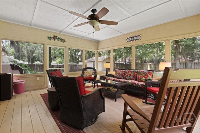 6 Ramsgate Rd, Savannah, GA 31419 - sunroom / solarium with an outdoor living space, ceiling fan, and plenty of natural light