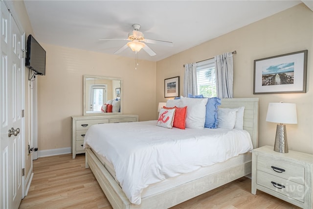 18 Silver Ave Unit 1, Tybee Island, GA 31328 - bedroom featuring light wood-type flooring and ceiling fan