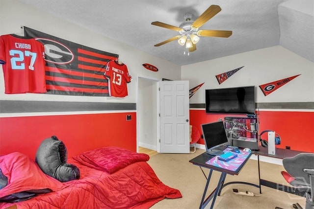 473 Kolic Helmey Rd, Guyton, GA 31312 - carpeted bedroom featuring a textured ceiling, baseboards, and a ceiling fan