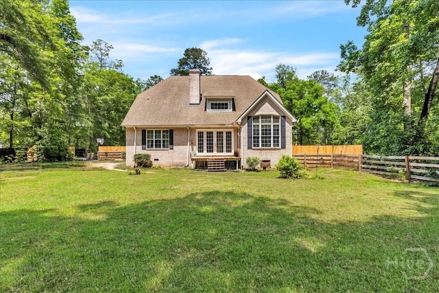 473 Kolic Helmey Rd, Guyton, GA 31312 - rear view of property with french doors, a chimney, and brick siding