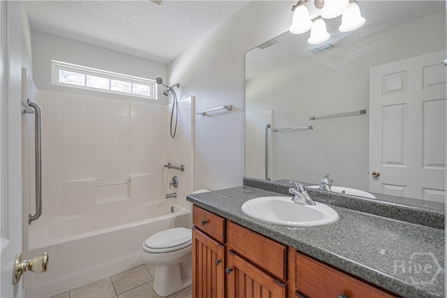 110 Pembroke Pl, Pembroke, GA 31321 - bathroom featuring toilet, tile patterned flooring, a chandelier, shower / bath combination, and vanity