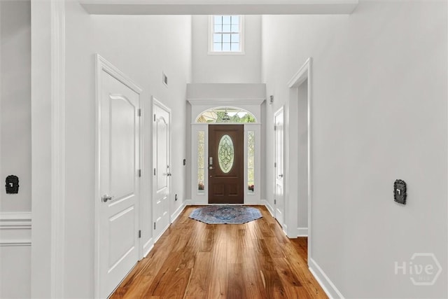 2 Misty Marsh Ct, Savannah, GA 31419 - foyer entrance featuring light wood-type flooring, baseboards, and a towering ceiling