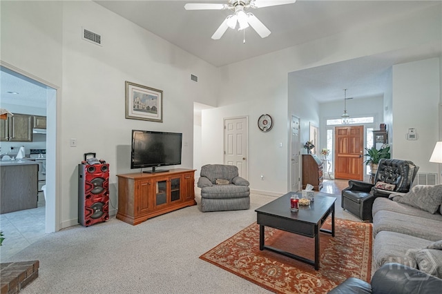 417 Willowpeg Way, Rincon, GA 31326 - living room featuring a ceiling fan, baseboards, and light carpet