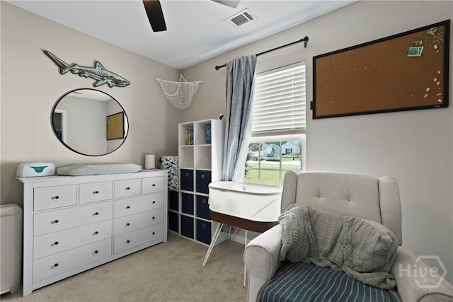 306 Madison Oaks Dr, Rincon, GA 31326 - sitting room featuring light colored carpet and ceiling fan