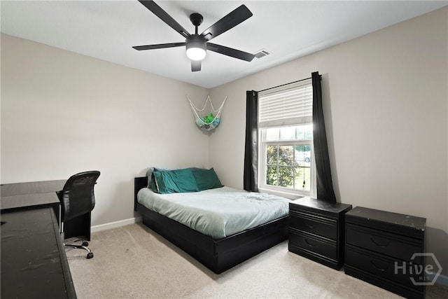 306 Madison Oaks Dr, Rincon, GA 31326 - bedroom with light colored carpet, baseboards, and ceiling fan