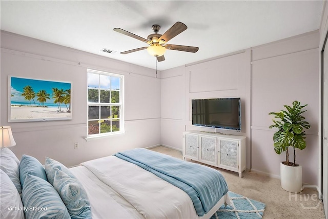 303 Stonebridge Cir, Savannah, GA 31419 - bedroom featuring light carpet, ceiling fan, and baseboards