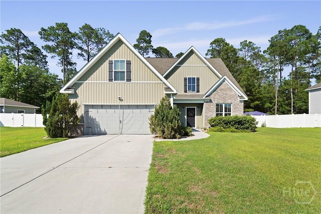 119 Greystone Dr, Guyton, GA 31312 - craftsman inspired home with a garage, driveway, brick siding, and board and batten siding