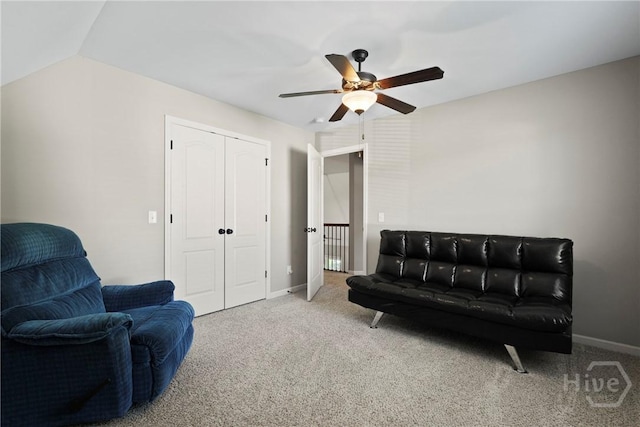 119 Greystone Dr, Guyton, GA 31312 - living area featuring ceiling fan, carpet, and baseboards
