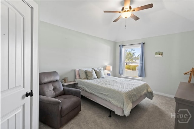 216 Cypress Lakes Dr, Bloomingdale, GA 31302 - carpeted bedroom with vaulted ceiling, ceiling fan, and baseboards