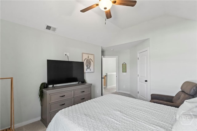 216 Cypress Lakes Dr, Bloomingdale, GA 31302 - bedroom featuring lofted ceiling, light colored carpet, baseboards, and a ceiling fan