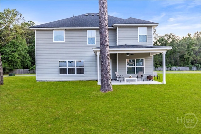 216 Cypress Lakes Dr, Bloomingdale, GA 31302 - back of house featuring a ceiling fan, a patio, and a shingled roof