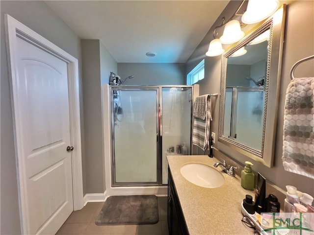 98 Vickers Rd SE, Ludowici, GA 31316 - bathroom with a stall shower, vanity, and tile patterned flooring