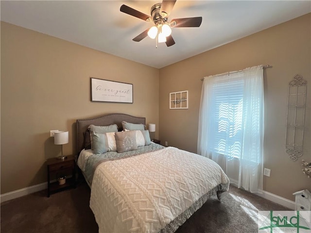 98 Vickers Rd SE, Ludowici, GA 31316 - bedroom with carpet, baseboards, and ceiling fan