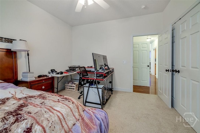 2 N Camellia Ct, Guyton, GA 31312 - carpeted bedroom featuring baseboards, ceiling fan, and an office area