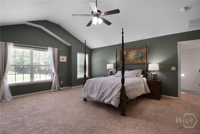 447 Walthour Dr, Rincon, GA 31326 - carpeted bedroom featuring lofted ceiling, baseboards, and ceiling fan