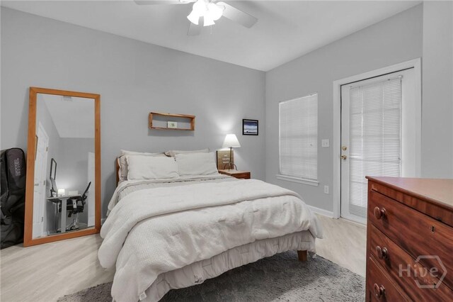 1733 Whitemarsh Way, Savannah, GA 31410 - bedroom featuring light wood-style floors, a ceiling fan, and baseboards