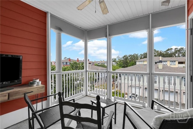 1733 Whitemarsh Way, Savannah, GA 31410 - sunroom with ceiling fan and a residential view