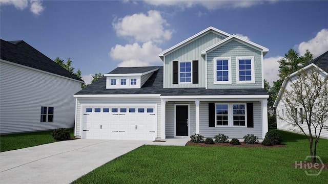 104 Garnet Ct, Springfield, GA 31329 - view of front facade featuring concrete driveway, a garage, a front lawn, and board and batten siding