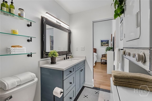 321 Abercorn St Unit 404, Savannah, GA 31401 - bathroom with vanity, toilet, tile patterned flooring, and baseboards