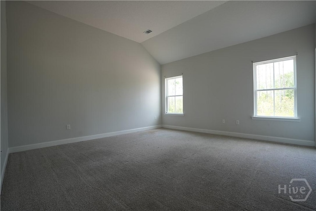 141 Mcclelland Loop NE, Ludowici, GA 31316 - spare room featuring baseboards, lofted ceiling, and carpet flooring