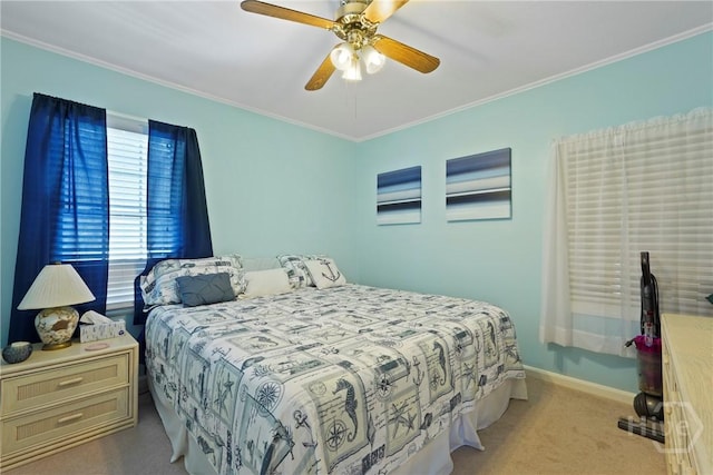 3010 Leonard St, Savannah, GA 31404 - carpeted bedroom featuring ornamental molding, a ceiling fan, and baseboards