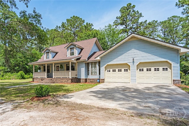 116 Deerfield Dr, Springfield, GA 31329 - cape cod-style house featuring driveway, covered porch, an attached garage, and a front lawn