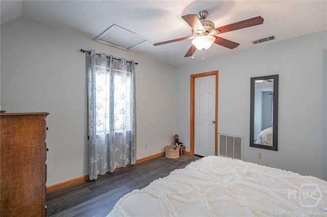 116 Deerfield Dr, Springfield, GA 31329 - bedroom with attic access, wood finished floors, baseboards, and ceiling fan