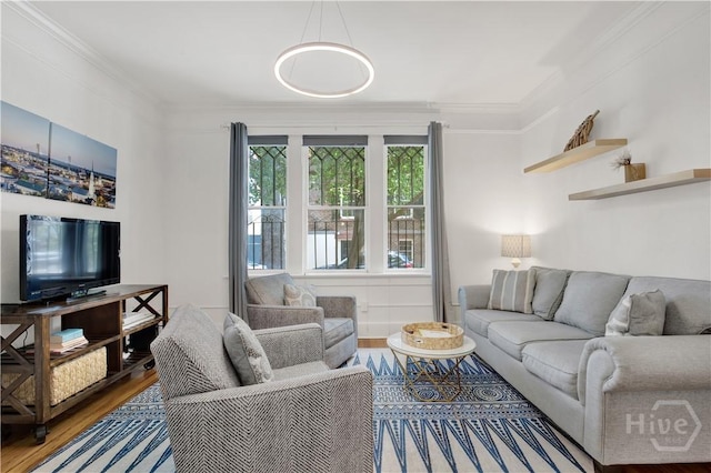 117 Lincoln St Unit 4A, Savannah, GA 31401 - living area featuring wood finished floors and ornamental molding
