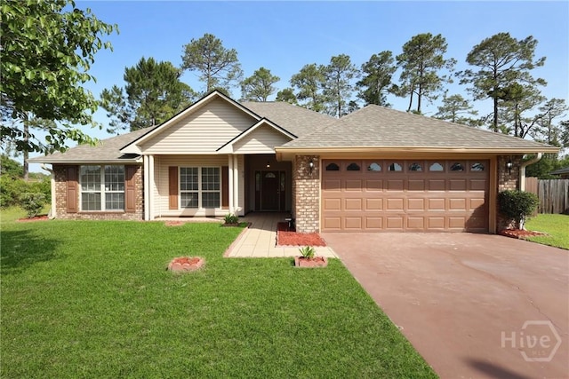 1919 Bluestone Loop, Hinesville, GA 31313 - ranch-style home featuring brick siding, a garage, concrete driveway, and roof with shingles