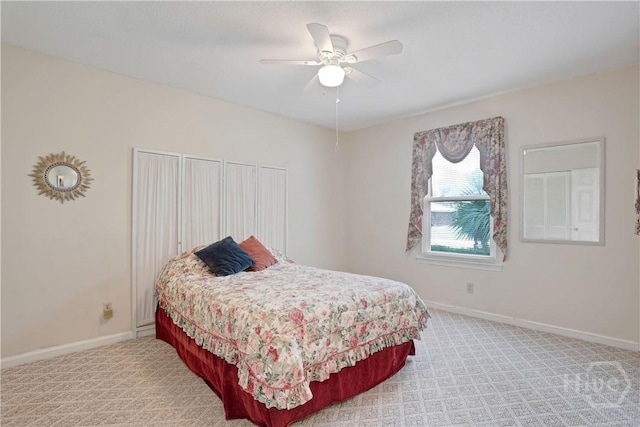 1 Black Forest Dr, Savannah, GA 31410 - bedroom featuring baseboards, light colored carpet, and a ceiling fan