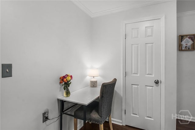 737 Te Glisson Rd, Ellabell, GA 31308 - office space with ornamental molding, baseboards, and dark wood-style flooring