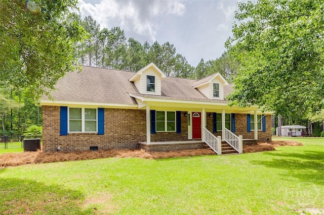 1282 Long Bridge Rd, Rincon, GA 31326 - cape cod-style house featuring crawl space, brick siding, a porch, and a front lawn