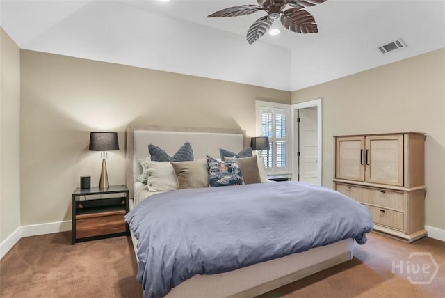 6 Cutty Sark Rd, Savannah, GA 31410 - bedroom with baseboards, light carpet, lofted ceiling, ceiling fan, and recessed lighting